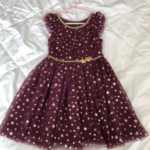 Girls Maroon/Gold Star Dress